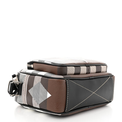 Burberry E-Canvas Calfskin Geometric Check Paddy Messenger Dark Birch Brown White 4 of 9