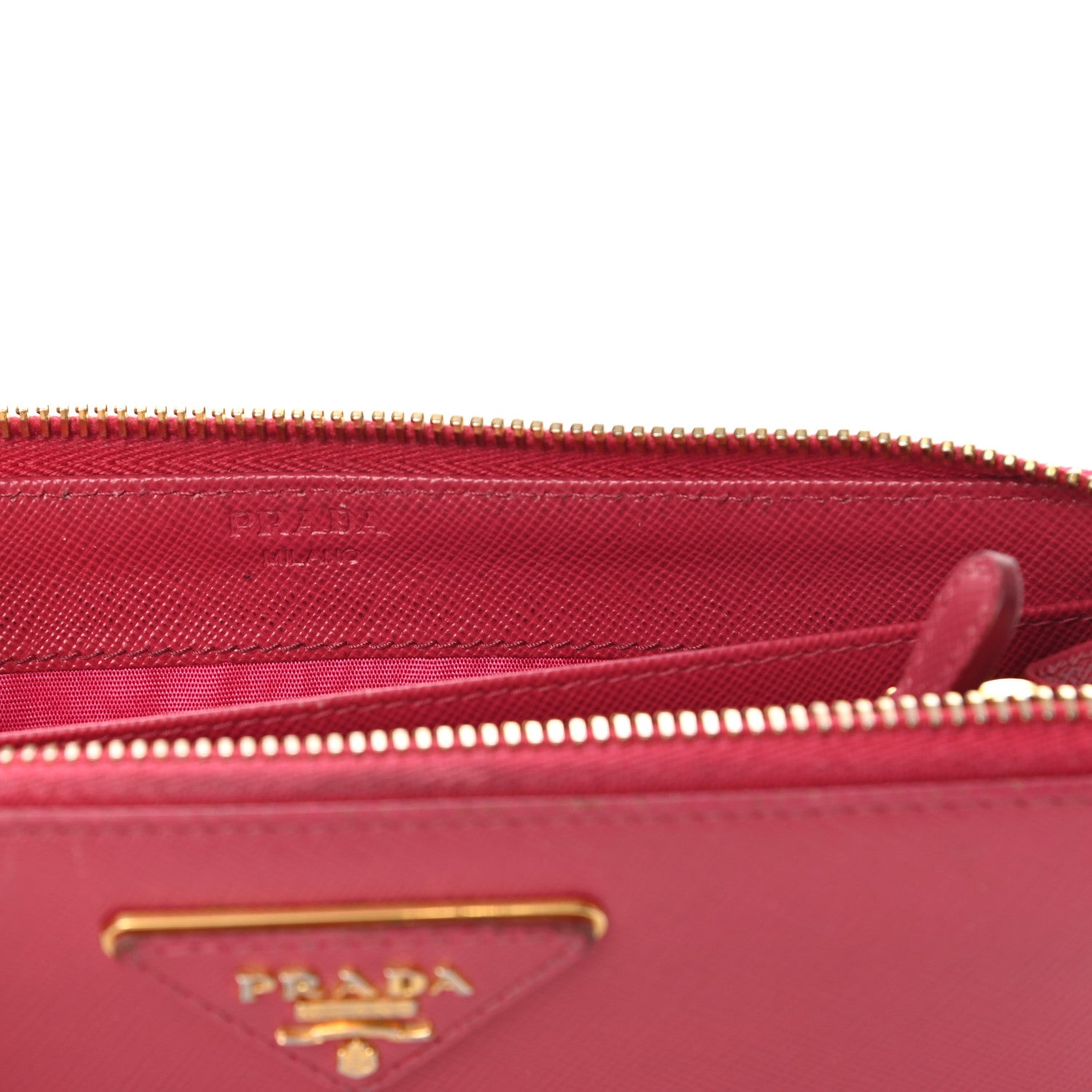 Prada Saffiano Half Zip Wallet Ibisco 6 of 16