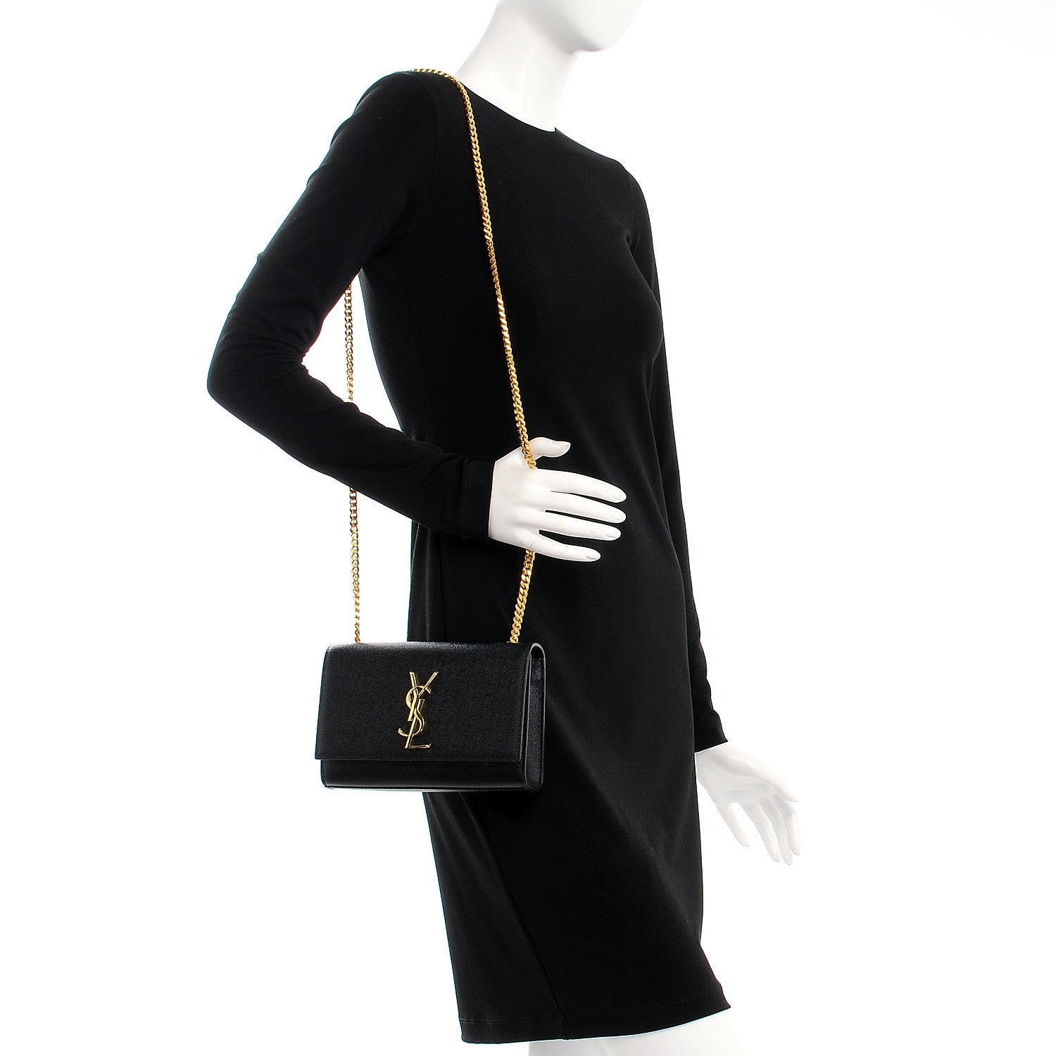 Saint Laurent Grain De Poudre Small Monogram Kate Satchel Black 2 of 7