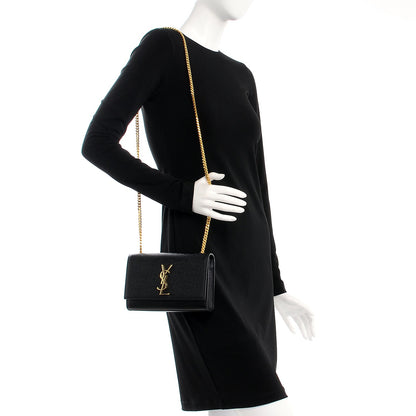 Saint Laurent Grain De Poudre Small Monogram Kate Satchel Black 2 of 7