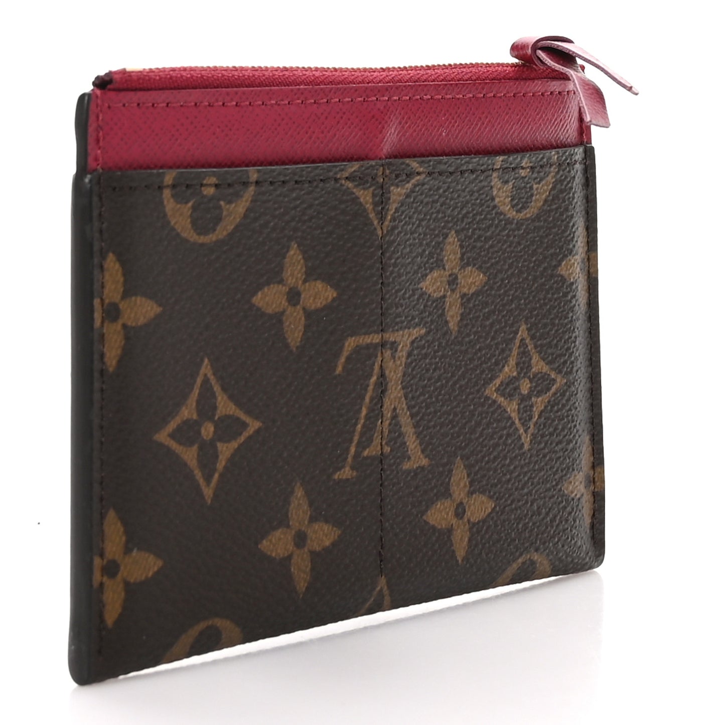 Monogram Zipped Card Holder Fuchsia