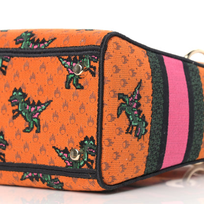 Christian Dior Canvas Embroidered Dino Medium Lady D-Lite Orange Multicolor 9 of 10
