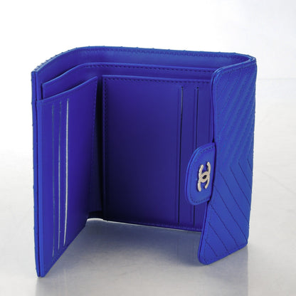 Chanel Caviar Chevron Quilted Compact Flap Wallet Bright Blue 6 of 8