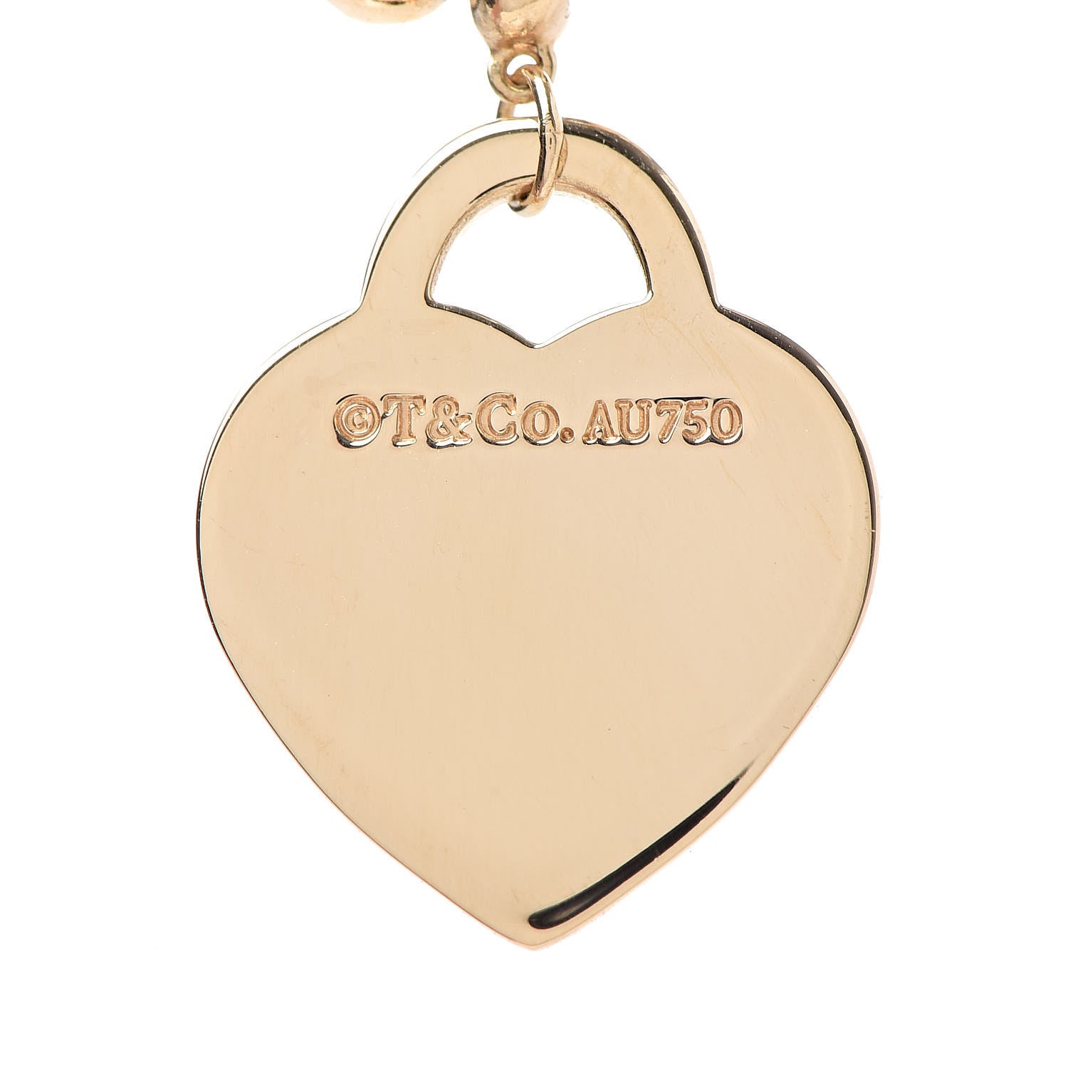 Tiffany 18K Yellow Gold 4mm Return To Tiffany Heart Tag Bead Necklace 5 of 6