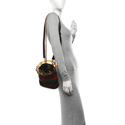 Gucci Suede Calfskin Web G Logo Bucket Bag Dark Brown 2 of 11