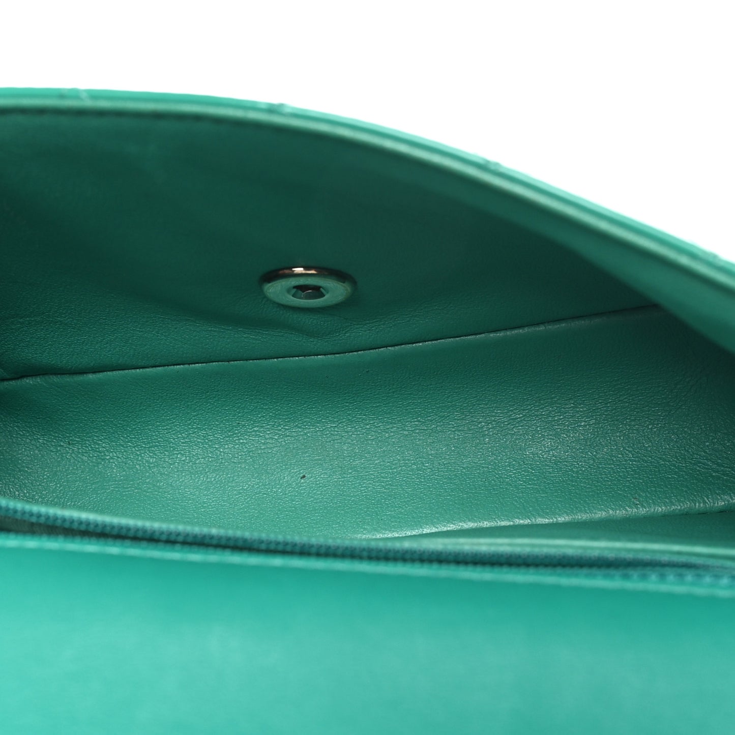 Patent Calfskin Quilted Mini Rectangular Flap Green