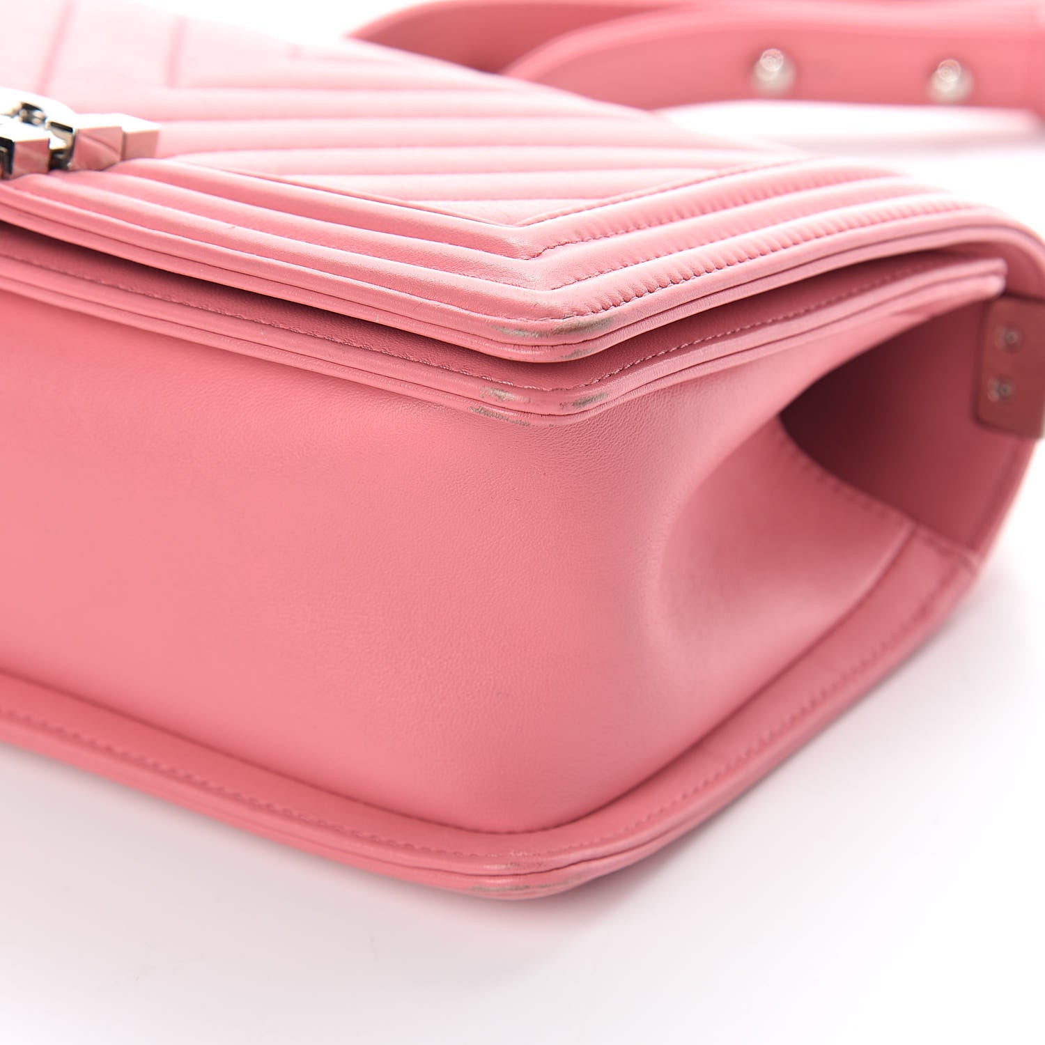 Chanel Calfskin Chevron Quilted Medium Boy Flap Pink 10 of 11