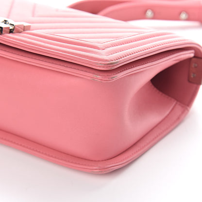 Chanel Calfskin Chevron Quilted Medium Boy Flap Pink 10 of 11