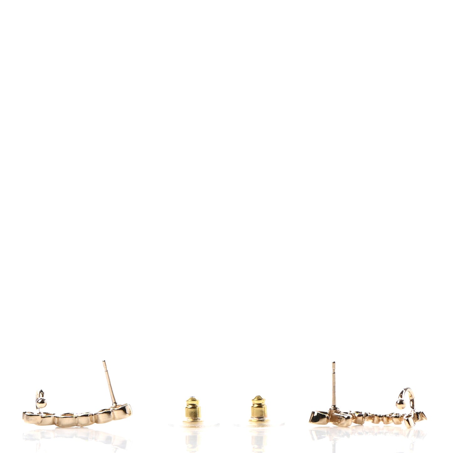 Metal Crystal Coco Script CC Climber Earrings Gold