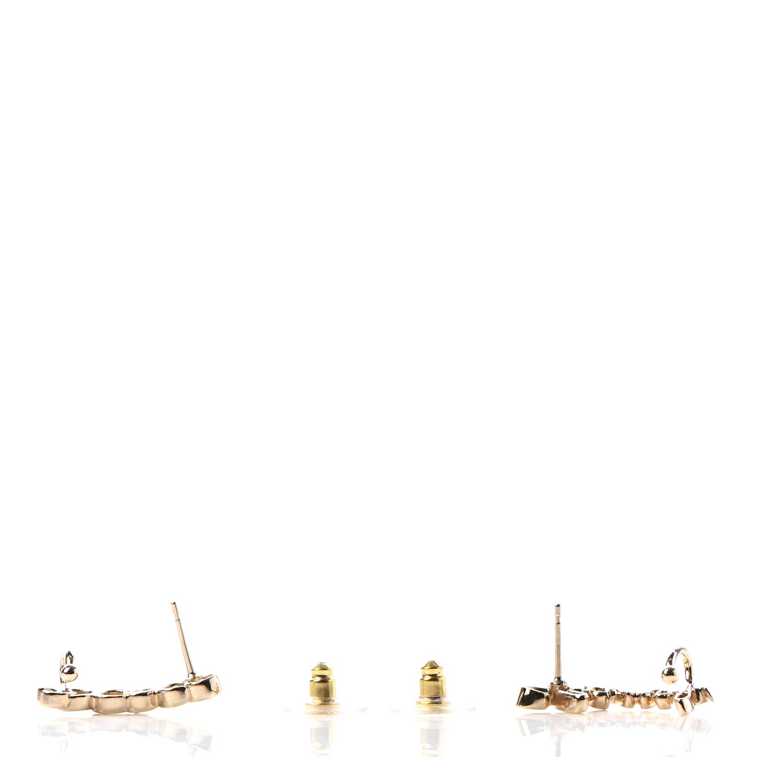 Chanel Metal Crystal Coco Script CC Climber Earrings Gold 3 of 4