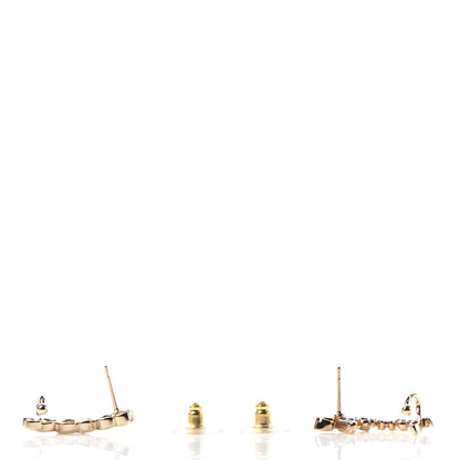 Chanel Metal Crystal Coco Script CC Climber Earrings Gold 3 of 4