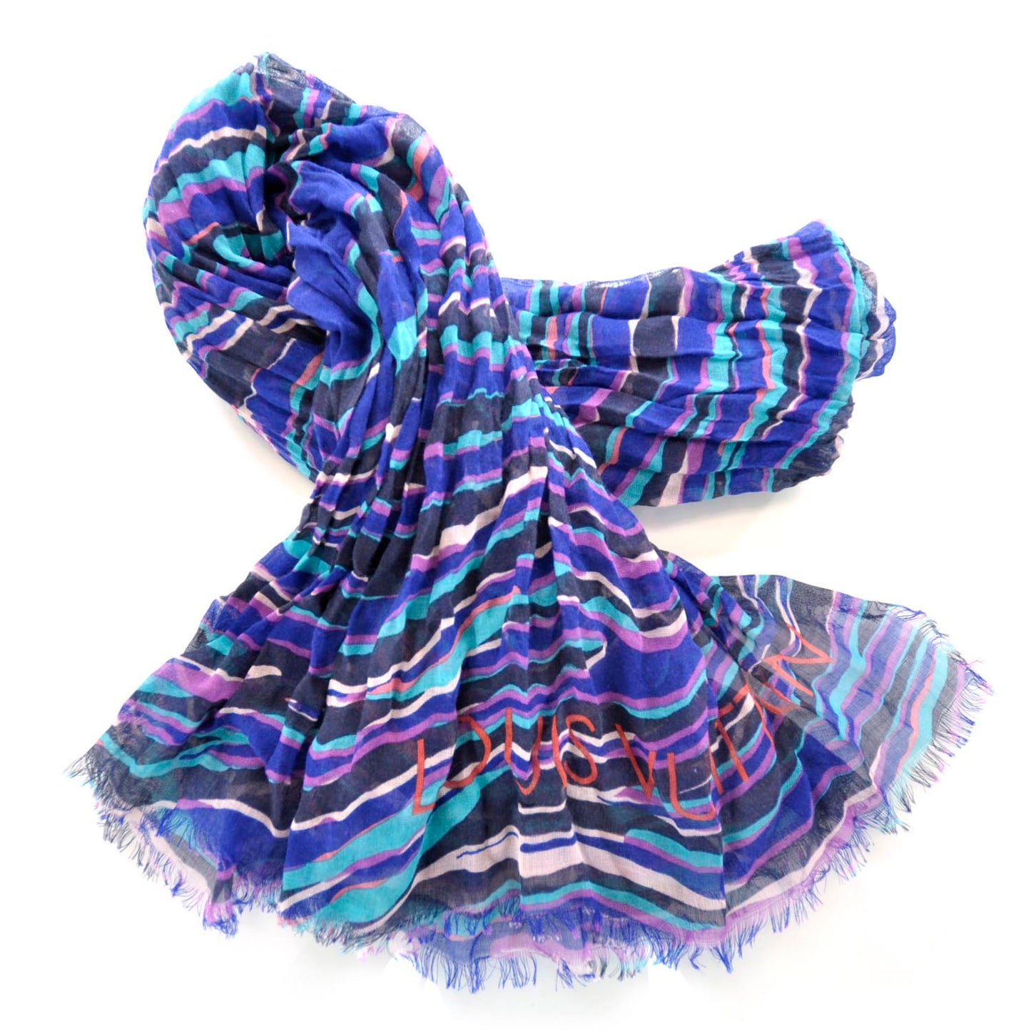 Cashmere Silk Zebra Stole Blue Lagoon