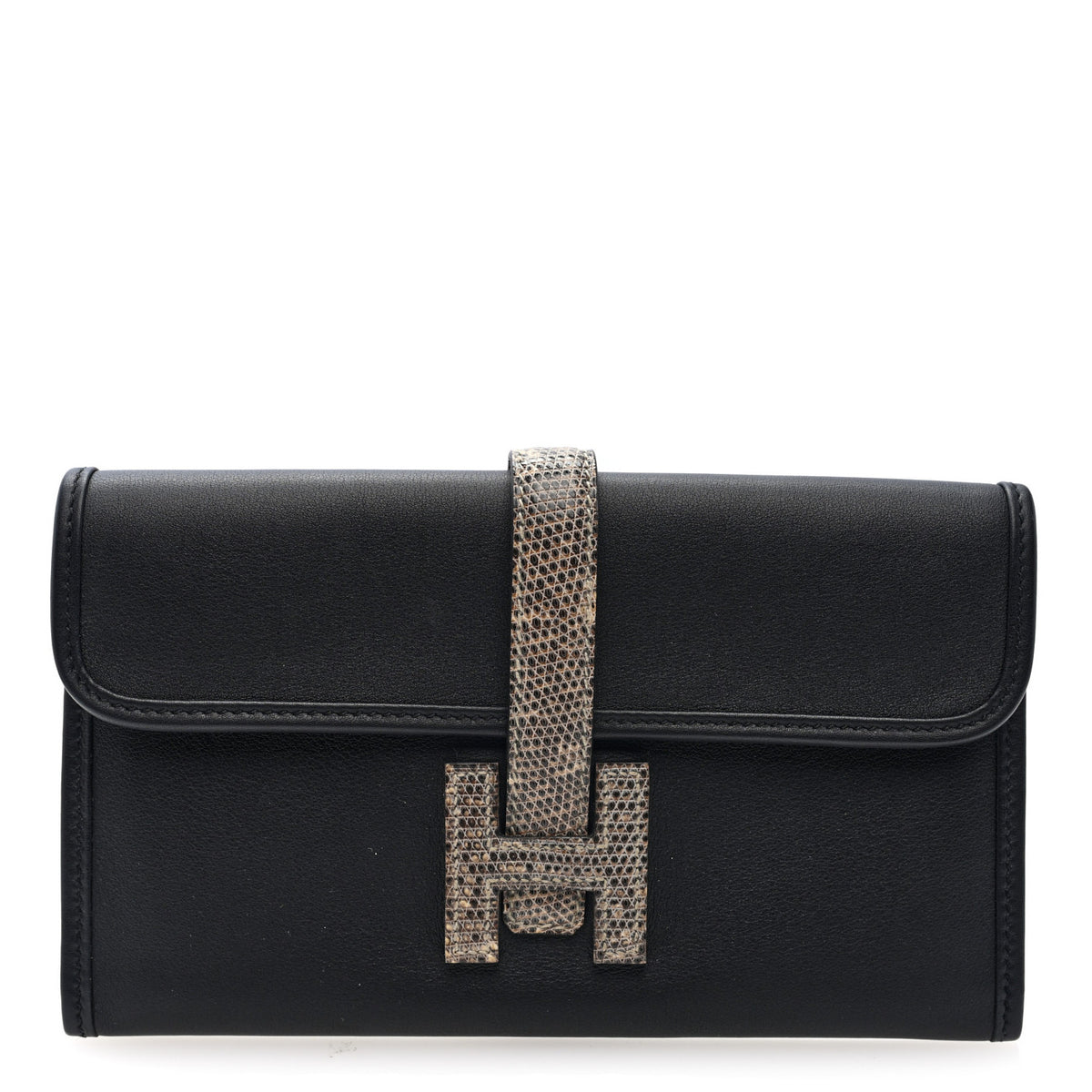 Hermes Swift Lizard Jige Touch Duo Clutch Black Ombre 1 of 10