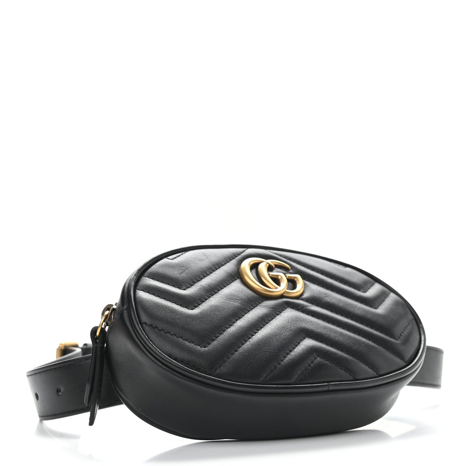 Gucci Calfskin Matelasse GG Marmont Belt Bag 85 34 Black 4 of 10