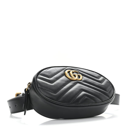 Gucci Calfskin Matelasse GG Marmont Belt Bag 85 34 Black 4 of 10