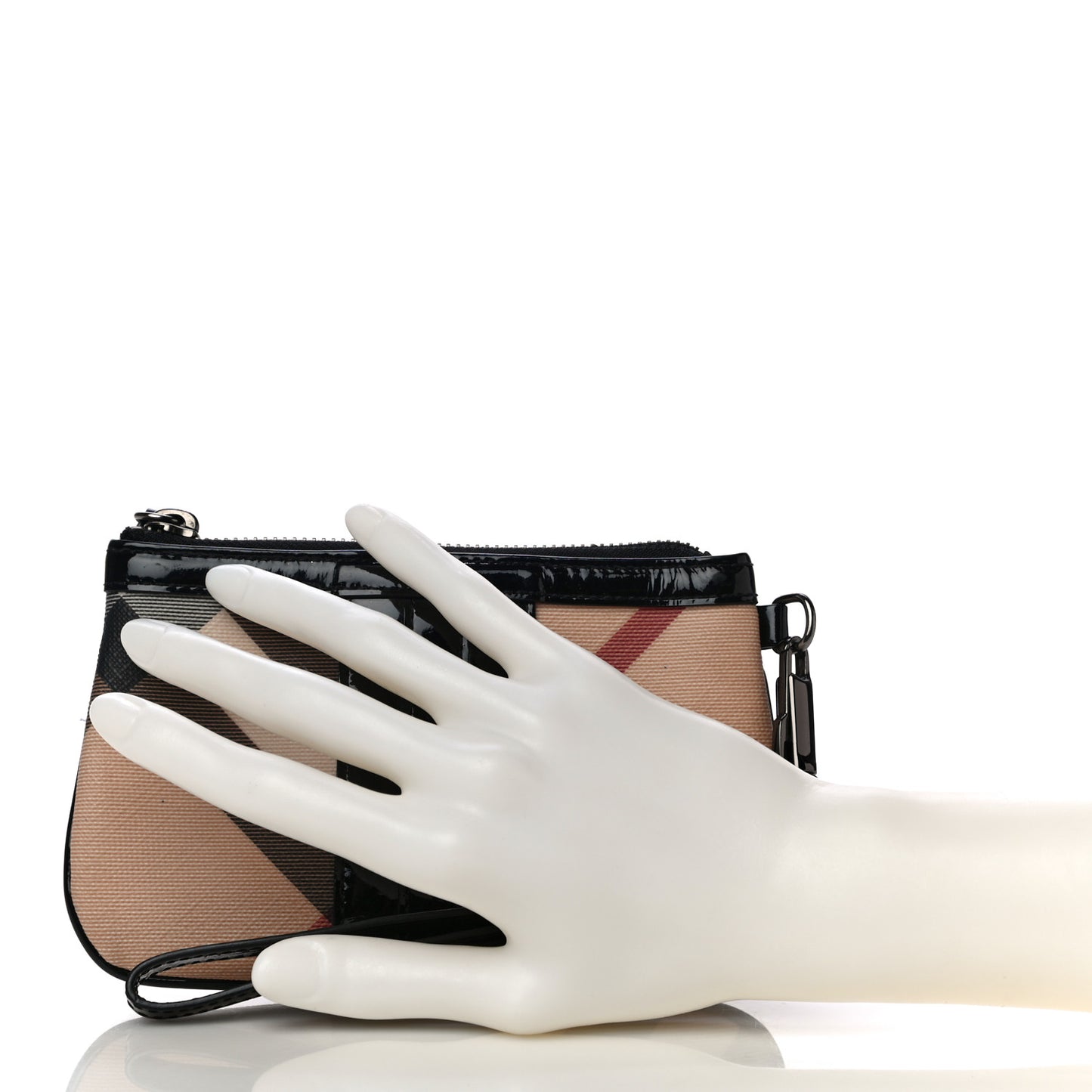 Patent Nova Check Wristlet Pouch Black