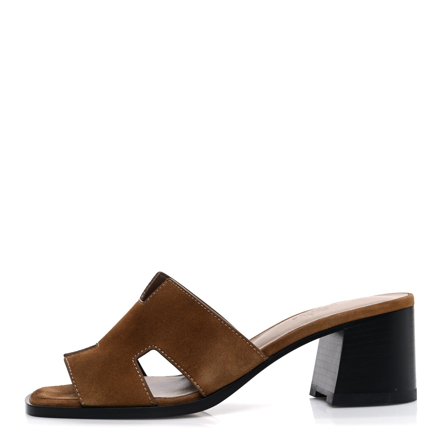 Hermes Velvet Goatskin Helia 60 Sandals 37.5 Brun Fume 1 of 11