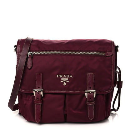 Prada Tessuto Nylon Saffiano Messenger Bag Barolo 1 of 6