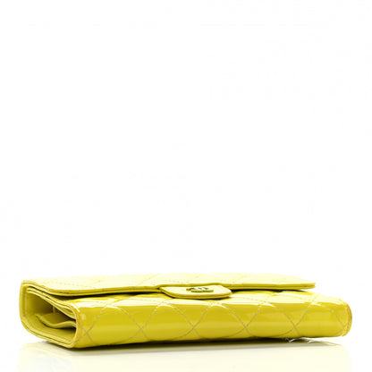 Chanel Patent Quilted Large Gusset Flap Wallet Yellow 4 of 15