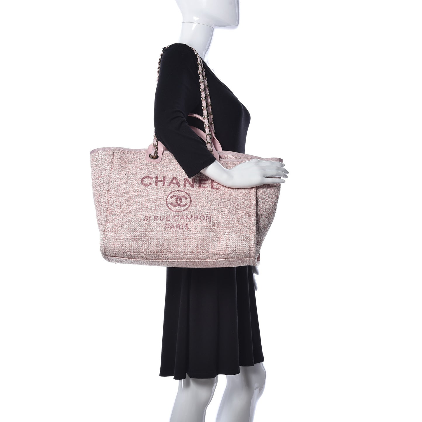 Straw Lurex Medium Deauville Tote Pink