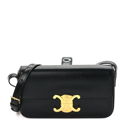 Celine Shiny Calfskin Triomphe Shoulder Bag Black 1 of 9
