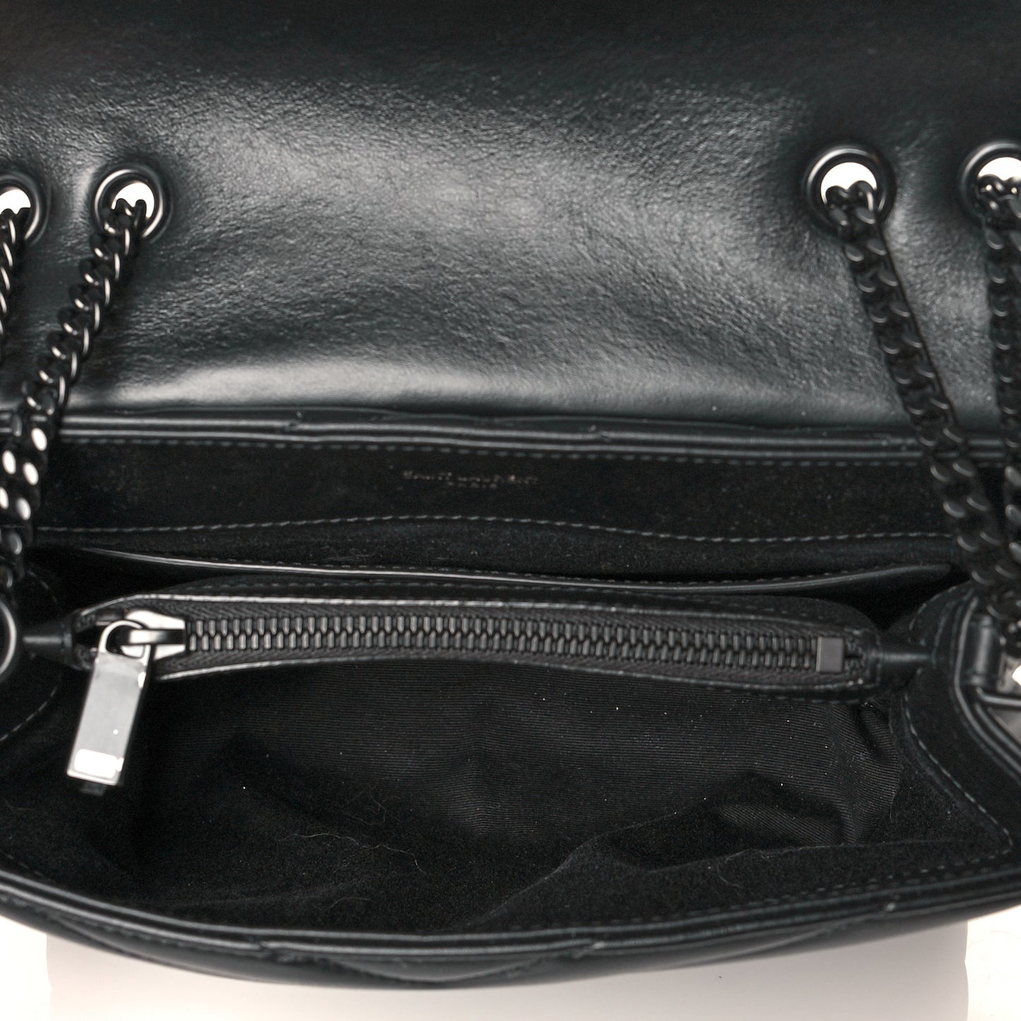 Calfskin Y Quilted Monogram Small Loulou Chain Satchel Black