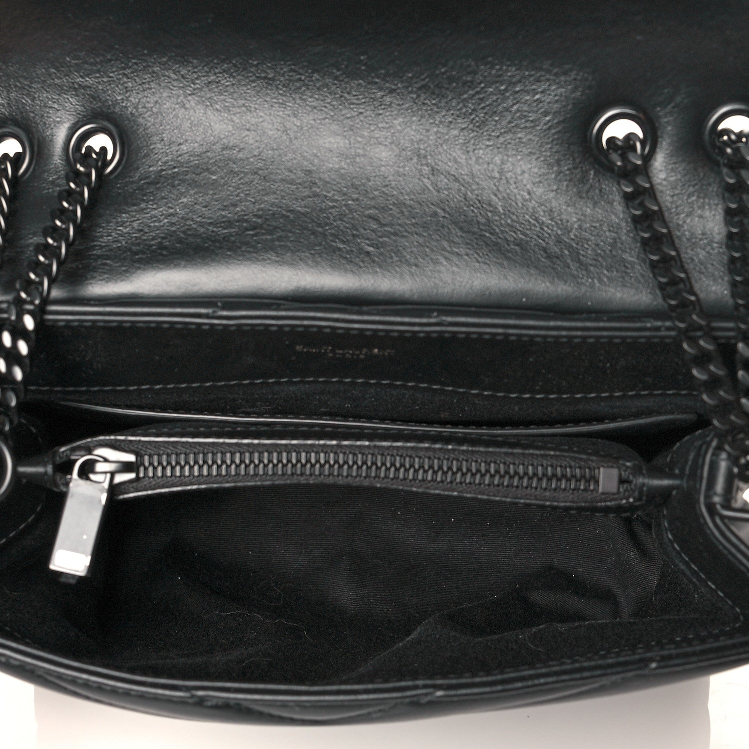 Saint Laurent Calfskin Y Quilted Monogram Small Loulou Chain Satchel Black 7 of 10