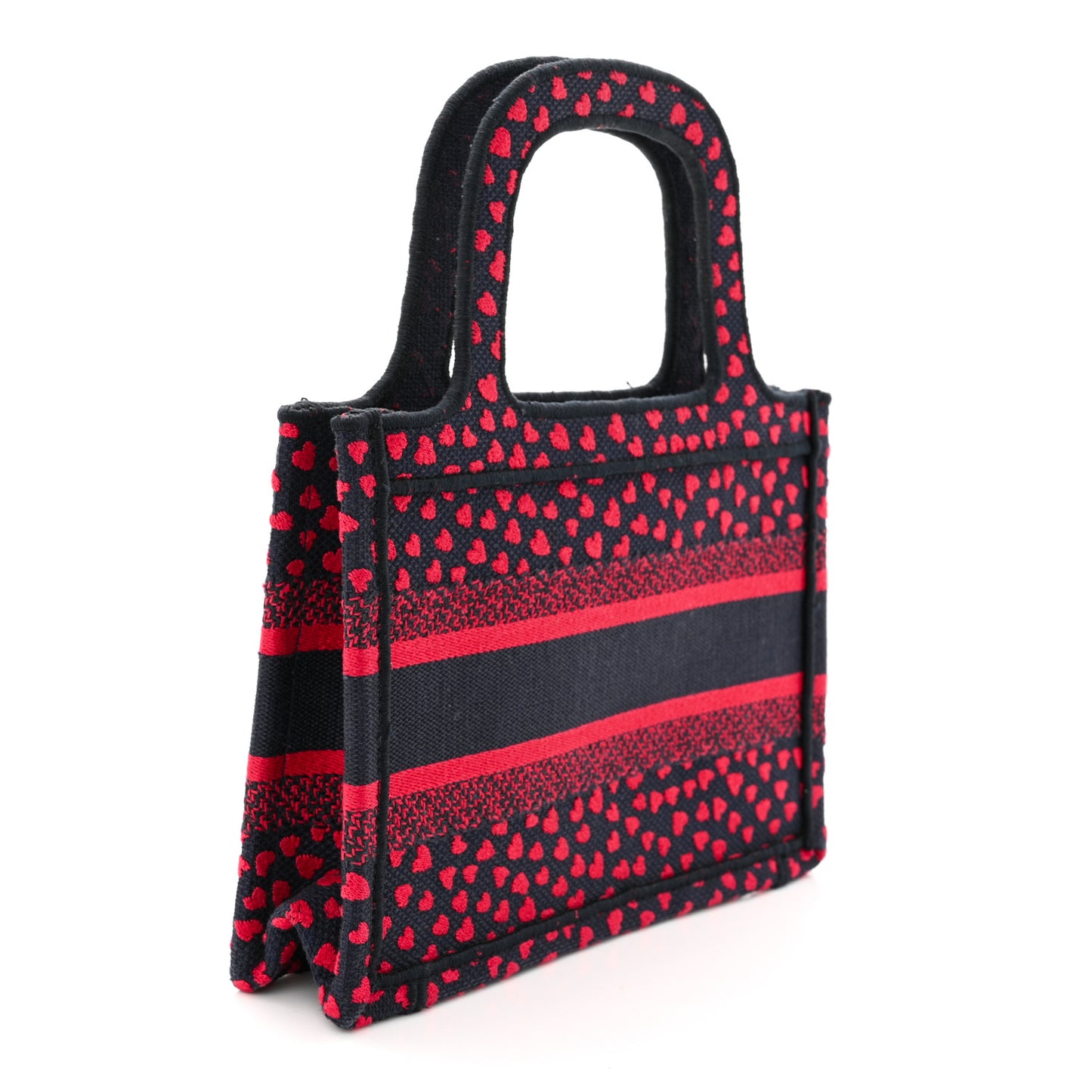 Canvas Embroidered Pop Heart I Love Paris Mini Book Tote Red Multicolor