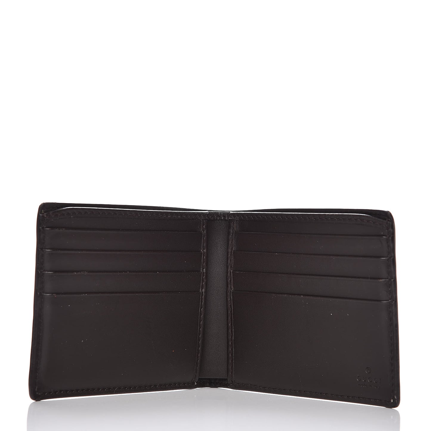 GG Supreme Monogram Selleria Calfskin Web New Web Bi-Fold Wallet Beige Ebony Cocoa