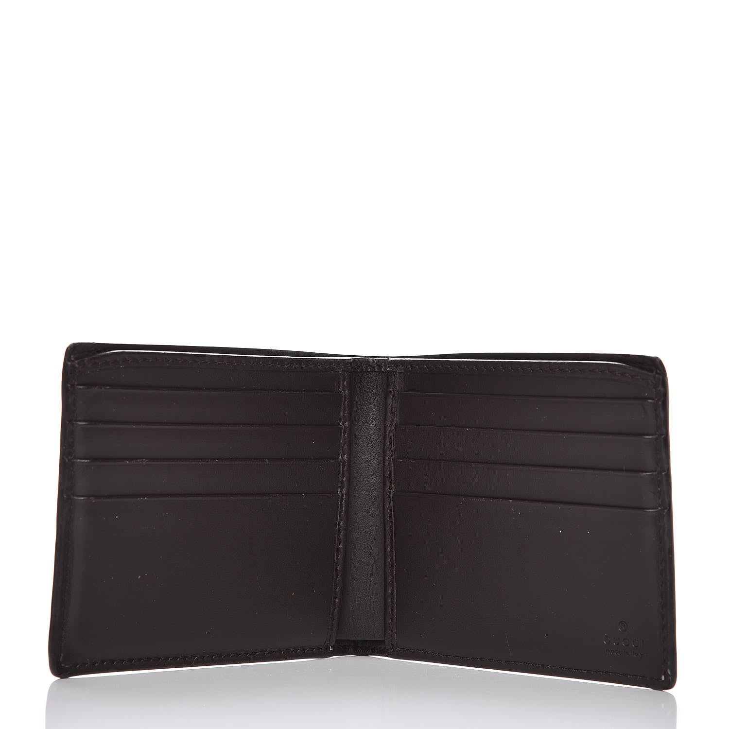 Gucci GG Supreme Monogram Selleria Calfskin Web New Web Bi-Fold Wallet Beige Ebony Cocoa 5 of 9