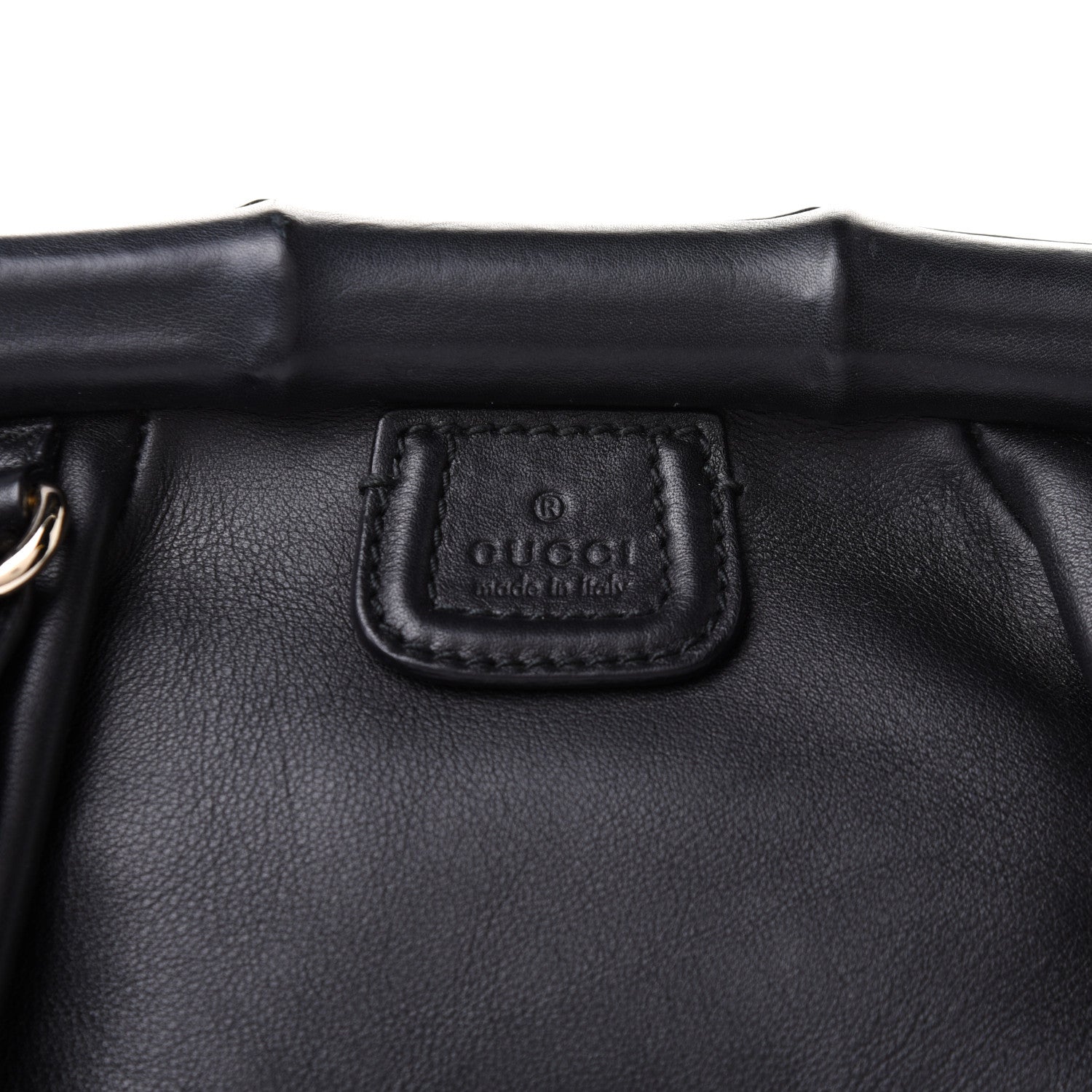 Gucci Calfskin Bamboo Frame Top Tassel Clutch Black 8 of 11