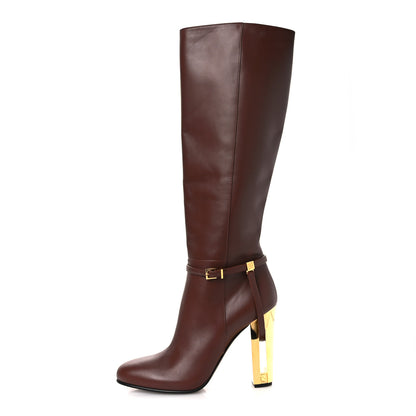 Fendi Vitello Delfina Knee High Boots 41 Acorn 1 of 14