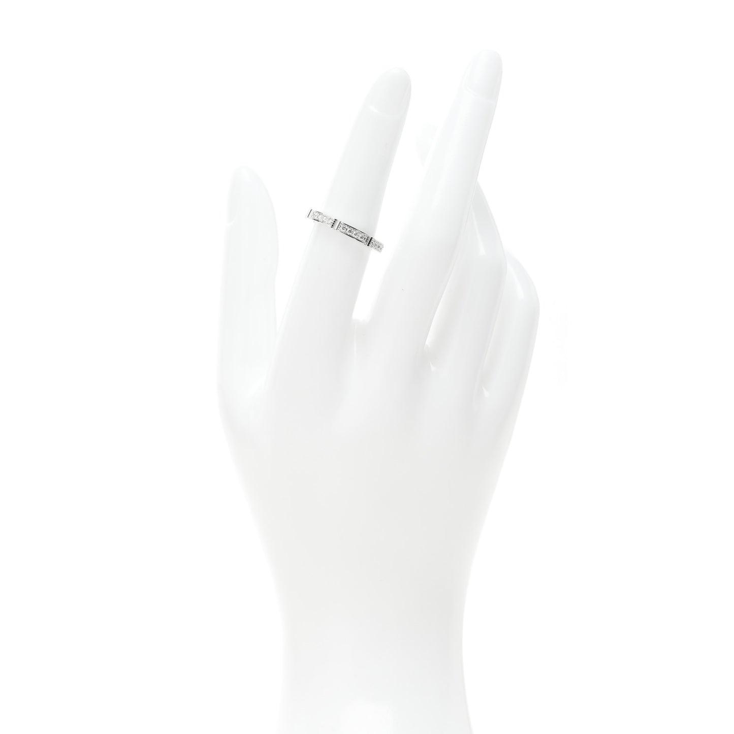18K White Gold Diamond Maillon Panthere Half Diamond Wedding Band Ring 51 5.75