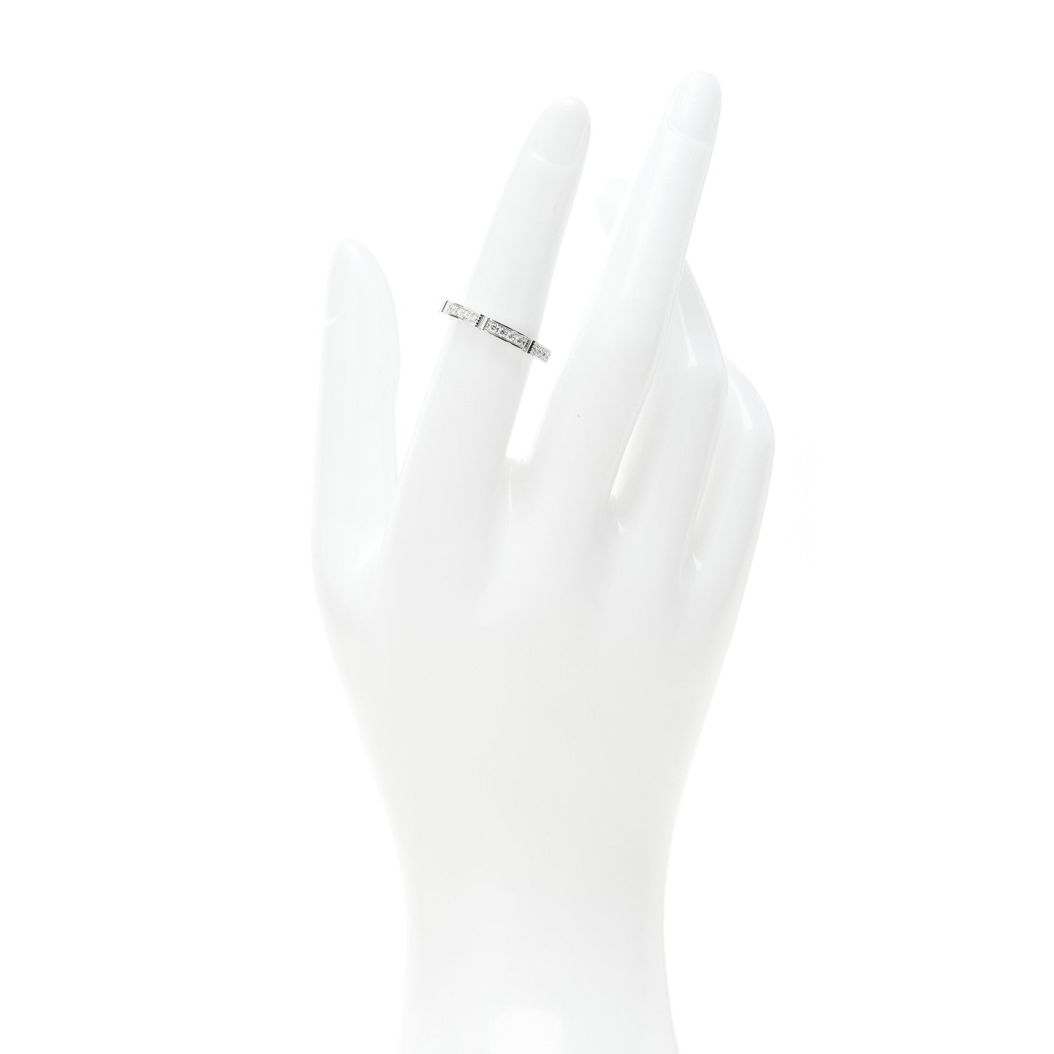 Cartier 18K White Gold Diamond Maillon Panthere Half Diamond Wedding Band Ring 51 5.75 2 of 6