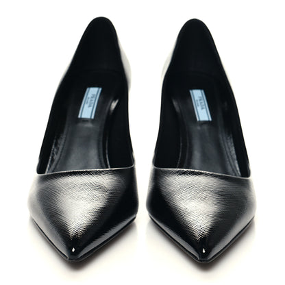 Prada Saffiano Patent Pumps 41 Black 2 of 7