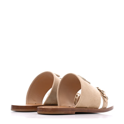 Chanel Velvet Chain Mule Sandals 37 Beige 4 of 16