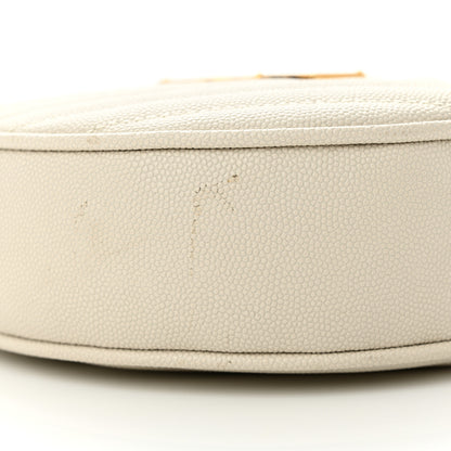 Saint Laurent Grain De Poudre Matelasse Chevron Quilted Round Vinyle Camera Bag Crema Soft 9 of 10