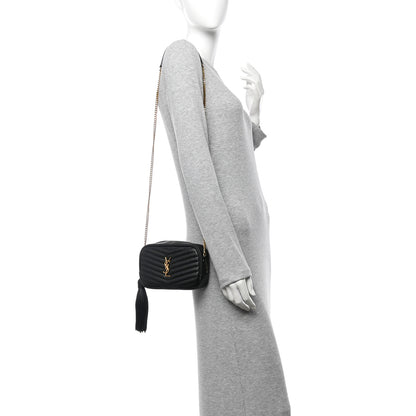 Saint Laurent Grain De Poudre Matelasse Monogram Mini Lou Camera Bag Black 2 of 11