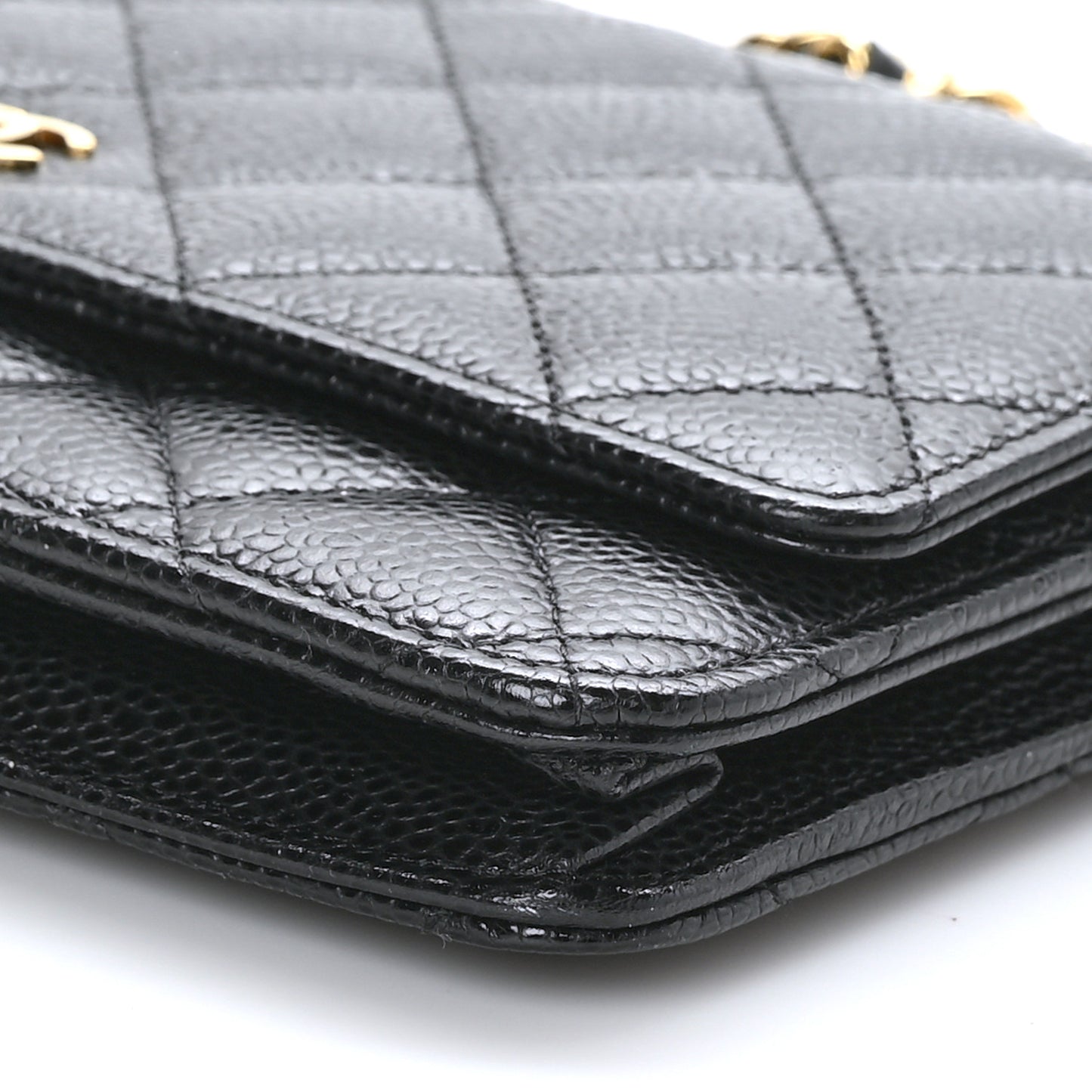 Caviar Quilted Wallet On Chain WOC Black