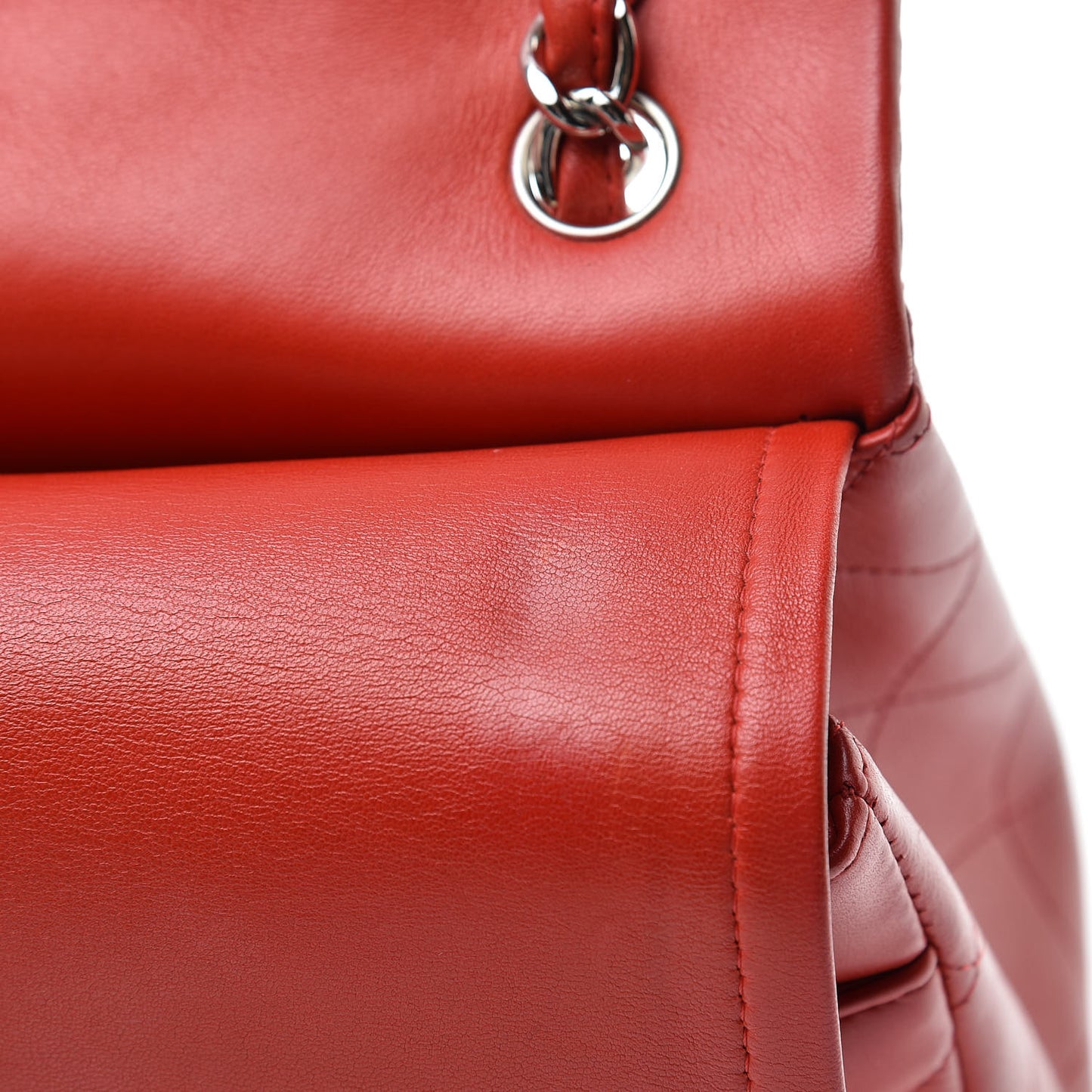 Lambskin Quilted Jumbo Double Flap Red