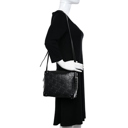 Gucci Calfskin GG Tennis Embossed Square Messenger Bag Black 2 of 10
