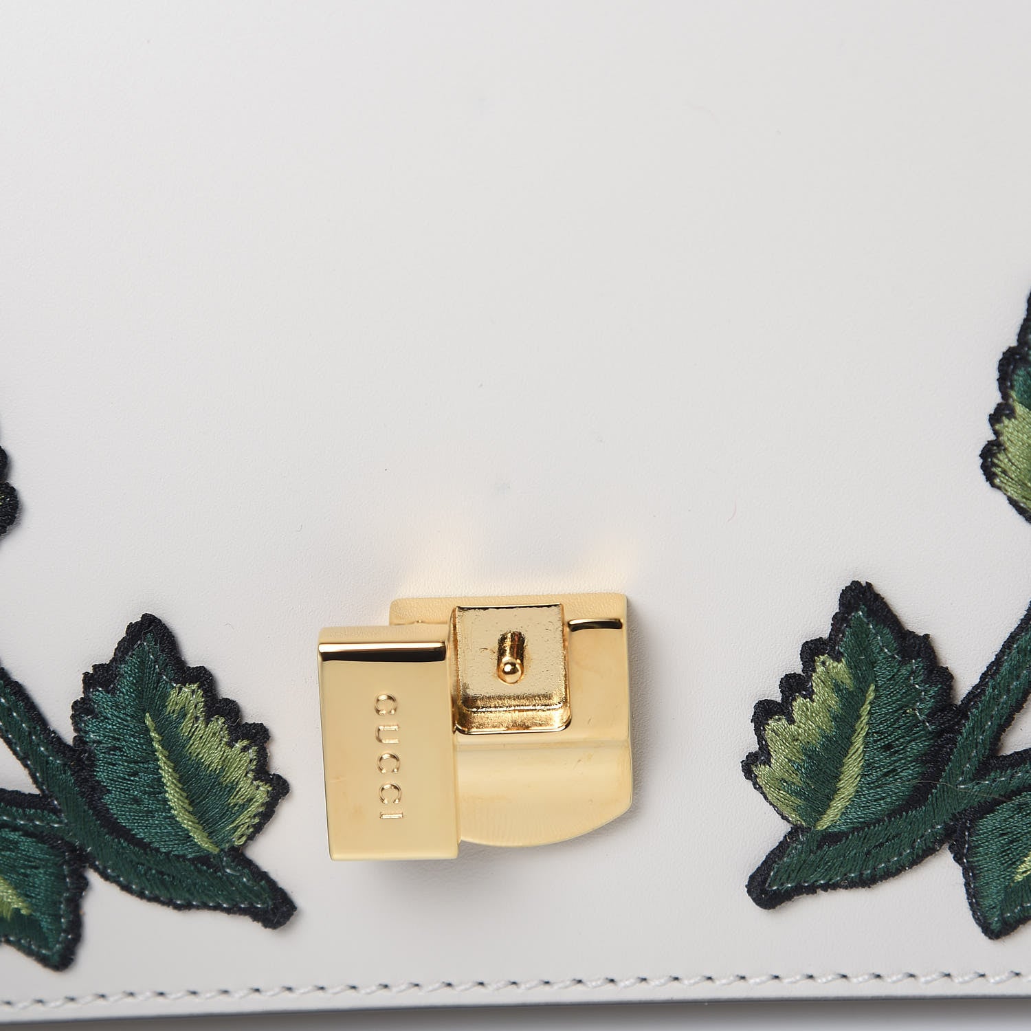 Gucci Calfskin Embroidered Small Sylvie Shoulder Bag White 8 of 10