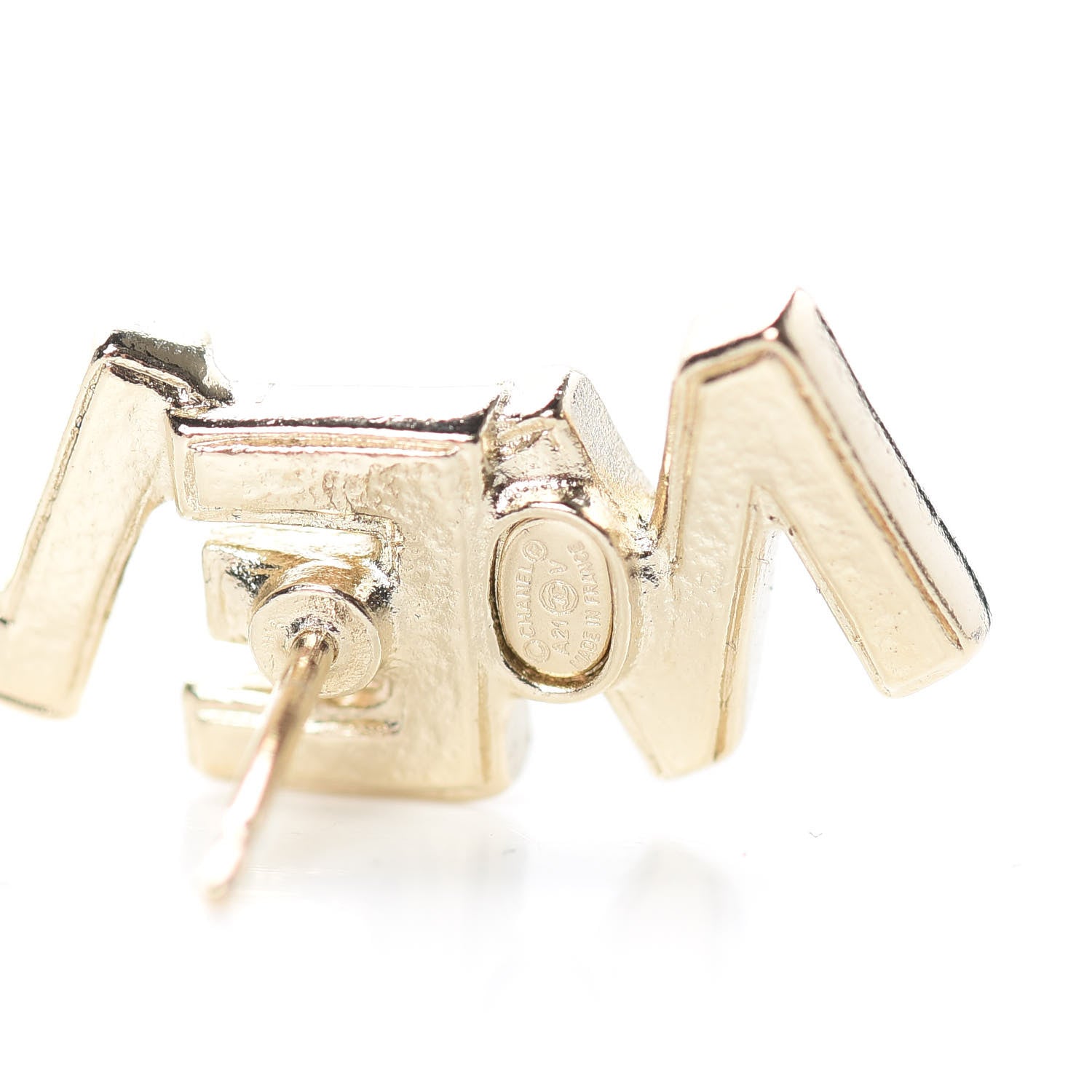 Chanel Crystal Pearl Signature Stud Earrings Gold 4 of 5