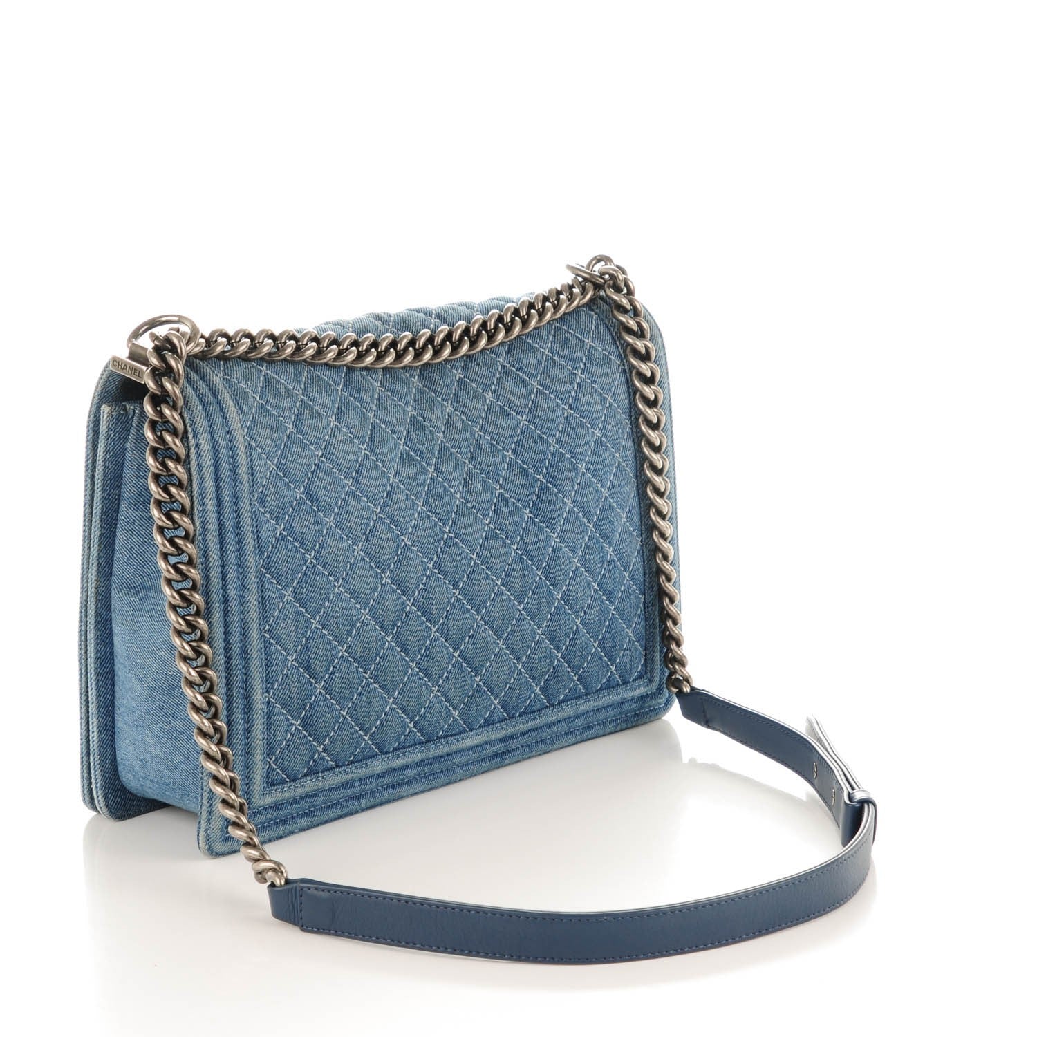Chanel Denim Quilted Large Boy Flap Blue 3 of 8