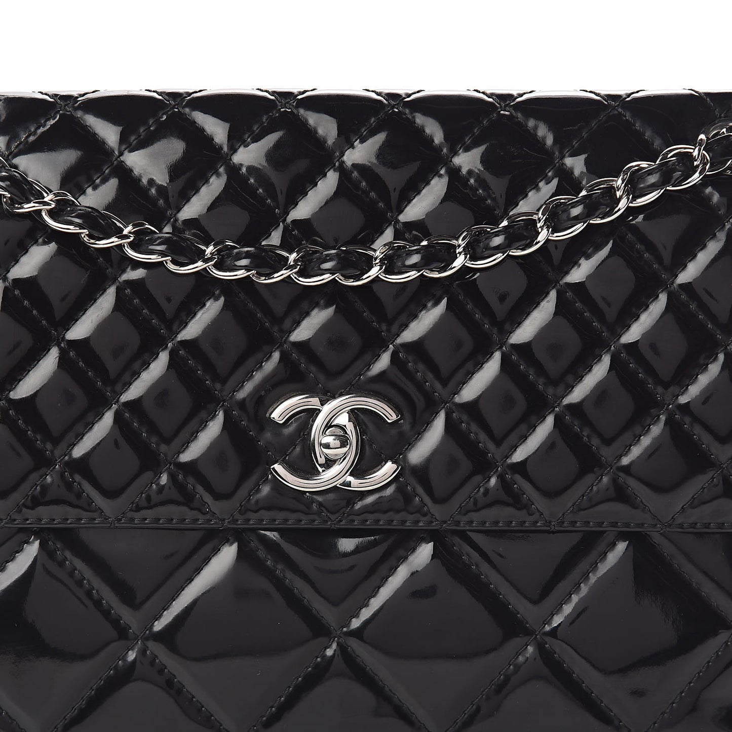 Vinyl Quilted In the Business Flap Bag Black