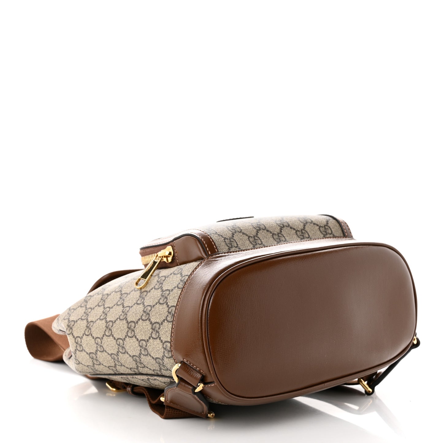 GG Supreme Monogram Azalea Calfskin Retro Interlocking G Buckle Backpack Beige Ebony Brown Sugar