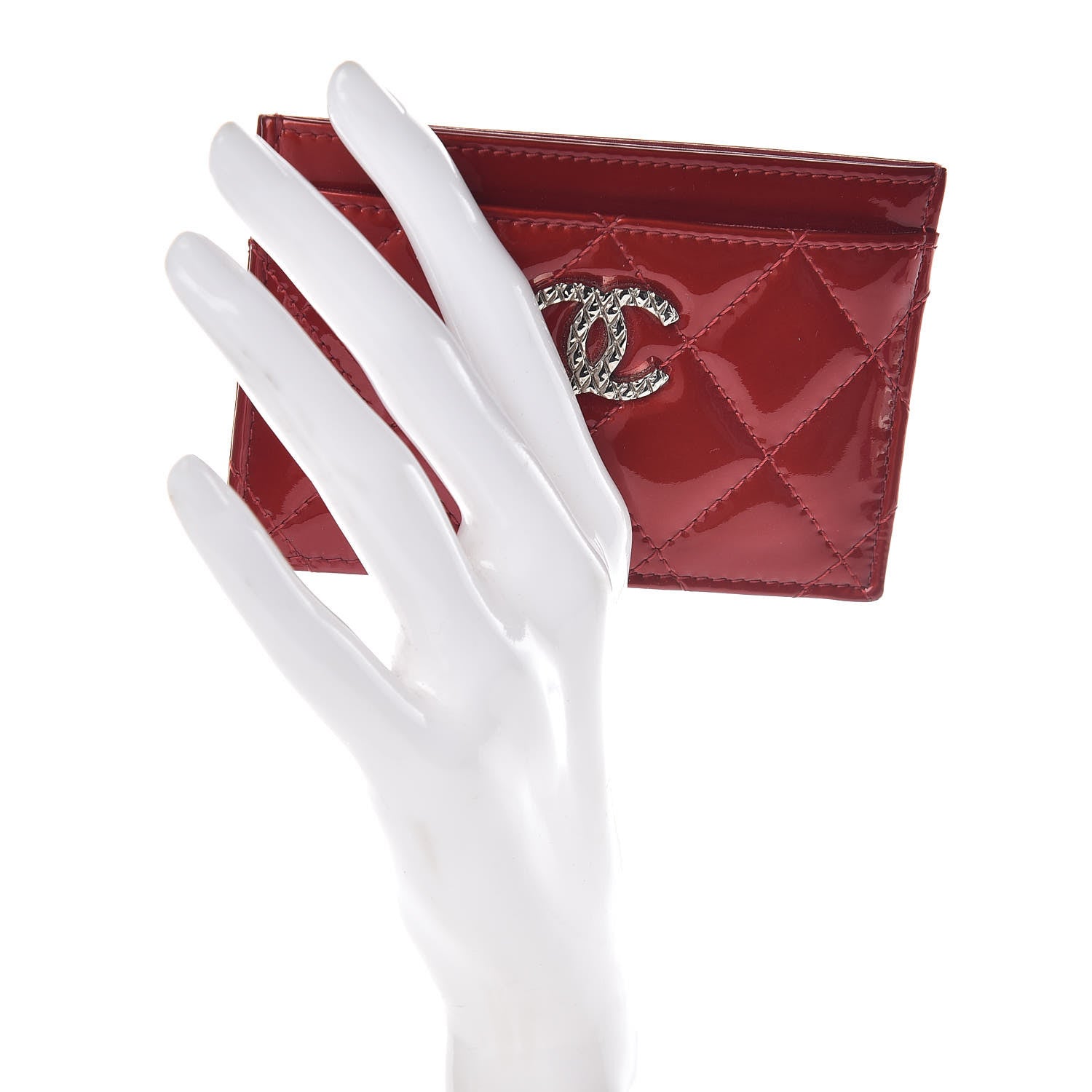 Chanel Patent Quilted Brilliant Card Holder Red 2 of 9