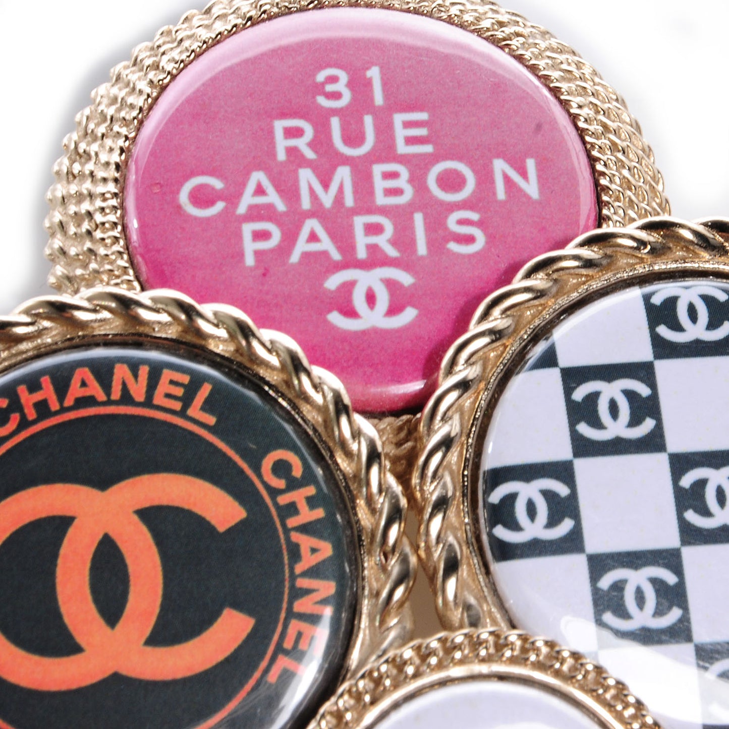 Gold Logo Button Brooch
