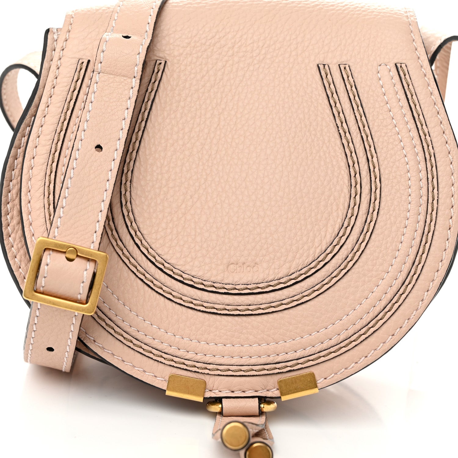 Chloe Grained Calfskin Small Marcie Saddle Bag Anemone Pink 8 of 12