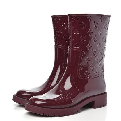 Louis Vuitton Rubber Embossed Monogram Drops Flat Half Boots 39 Burgundy 3 of 9